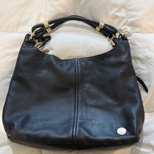 Vince Camino- Black REAL Leather Hobo Bag with Gold Hardware - Designer Style